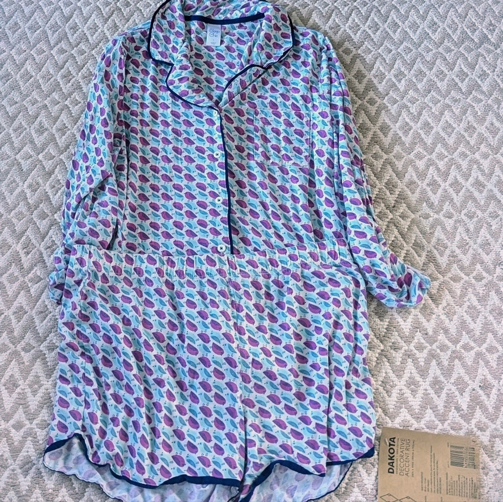 Women's Sleep Chic Blue and Pink Pajama Set Size Large - Picture 1 of 2
